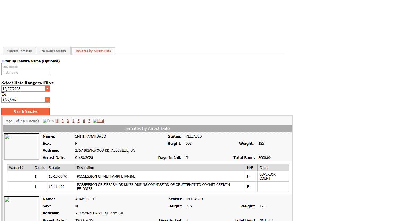 Inmates by Arrest Date
